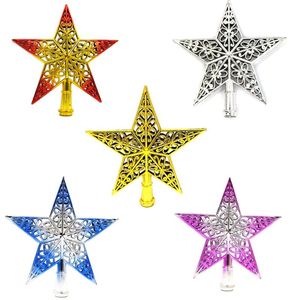 Popüler Noel Ağacı Yıldız Topper Süsleme Plastik Out Dekoratif Beş Süreli Yıldızlar Parti Dekorasyonları için 20cm LX9074