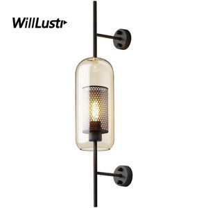 Iron Net Wall Sconce Glass Lamp Globe Cylinder Shade Dinning Room Bedroom Restaurant Hotel Industrial Affordable Luxury Light