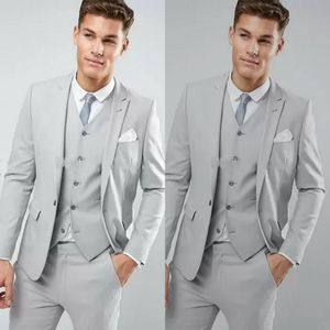 Moda Slim Fit Damat Smokin Tepe Yaka Groomsmen Giymek Özelleştirilmiş Düğün Smokin Best Man Takım Elbise Blazer 3 Parça Suit (Ceket + Pantolon + Yelek + Kravat)