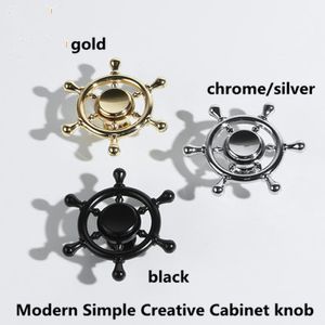 Gyro düğmesi Modern Basit Yaratıcı Altın Gümüş Tutar Çekmece Dolap Kapı Kuşları Mutfak Dolap Siyah Dönen Tutamak Çekme