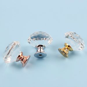 30mm Elmas Şekli Kristal Cam Topuzlar Dolap Pulls Çekmece Topuzlar Mutfak Dolabı Mobilya Sap Donanım kolları