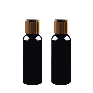 100/150/200/250ml/500ml Boş Siyah Plastik Kozmetik Losyon Şişe Altın Disk Vidalı Kapak Şampuan Pet Kapları