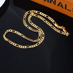 24 K Altın Platin Kaplama Zincirler 4.5mm erkek NK Linkler Figaro Kolye Chokers Vintage takı 20 inç 50 cm