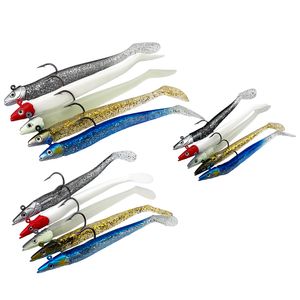 10cm yeni geldi 10g Glow Eel Yumuşak Yumuşak Yumuşak Yumuşak Yem Silikon Silikon Deniz Bas Pike Rockfish Sazan Balıkçılık Kurşun Jig Kafa Takımı