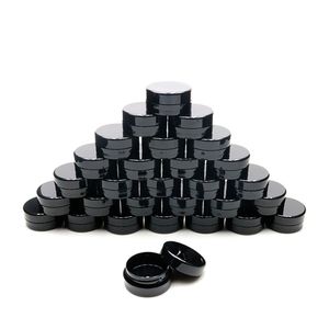 Kapaklı Boş Kozmetik Kaplar 3G Plastik Küçük Doldurulabilir Seyahat Şişesi Sızıntı Kanıtı Yuvarlak Siyah Kavanozlar Slime Örnek Losyon Kremi