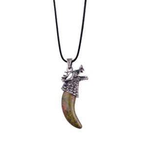 Retro ejderha diş deri halat kolye kolye erkek retro antik ejderha kare diş kolye moda hayvan diş kolye takı