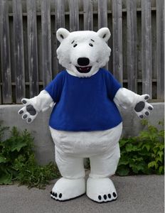 Хэллоуин синяя футболка белый медведь костюм талисмана высокое качество мультфильм животных аниме тема персонаж рождественский карнавал ну вечеринку необычные костюмы