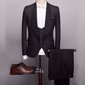 2020 Son Ceket Pantolon Tasarımlar Erkekler Siyah Düğün Balo Elbise Için Suits Slim Fit Damat En Iyi Adam Erkek Smokin 3 Parça Kostüm Homme