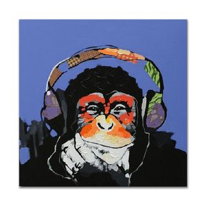 Украшенные абстрактные картины живопись на холсте ручная роспись шимпанзе картина маслом Кинг-Конг для дивана украшения стены [без рамы]