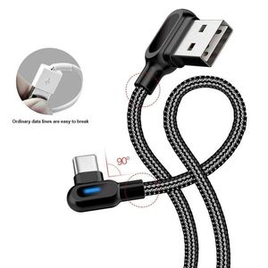 Лучше использовать двойной локоть Type-C Micro USB-кабели быстрого заряда 90 градусов кабель с светом для Samsung Huawei кабель для зарядного устройства для телефона AllMobile
