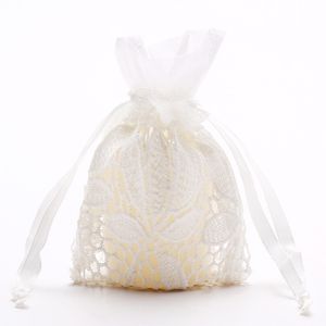 Свадебные упаковочные пакеты из органзы 4 x 6 дюймов, белая сетчатая подарочная сумка с шнурком для конфет, ювелирных изделий, мешков с мылом для макияжа 122086