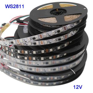 WS2811 Светодиодная лента 5M 30/60LEDs/M 2811 пикселей Программируемая индивидуальная адресная светодиодная лента WS2811 5050 RGB 12V Черная светодиодная лента