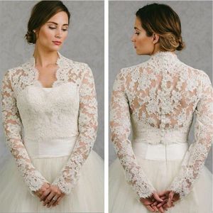 BHLDN 2019 Düğün Wrap Dantel Ceket Beyaz Fildişi Aplike Ucuz Uzun Kollu Gelin Ceket Bolero Shrug Artı Boyutu Gelinlik Sarar