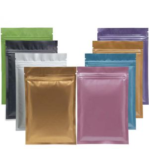Mat renkli plastik mylar ambalaj torbaları Fermuarı conta alüminyum folyo çantası gıda atıştırmalık çay kahve kuru bitki tohumu yüz maske çekirdekleri fıstık uzun süreli taze depolama