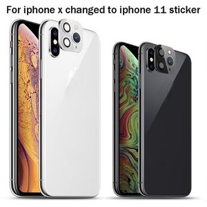 iPhone X Xs Max Geri Kamera Cam Lens Koruyucu Film Sticker değişim için iPhone 11 pro max Sahte Kamera kapağı için