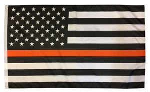 3 by 5 ft Search Rescue Recovery SAR Emergency EMS Personnel flag thin orange line united states of american