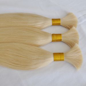 Bom negócio cor 613 loira extensão de cabelo humano em massa barato onda reta cabelo brasileiro em massa para tranças sem fixação frete grátis