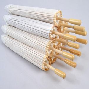 El yapımı düğün şemsiye çapı 60 cm düz beyaz renk ile Çin küçük kağıt şemsiye Bambu kolu