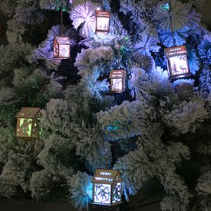LED luz de madeira de Natal árvore pendurado ornamentos casas casas casa decoração luminescência partido interno