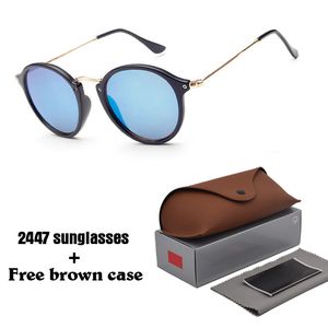 Оптово-бренд дизайнер классические круглые солнцезащитные очки мужчины женщины винтажные ретро солнцезащитные очки женщины езды на металлических очках с бесплатными случаями
