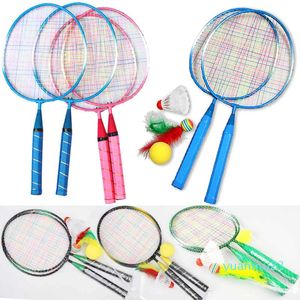Toptan-1 Çift Gençlik Çocuk Badminton Raketleri Spor Karikatür Suit Oyuncak Çocuklar için B2CShop