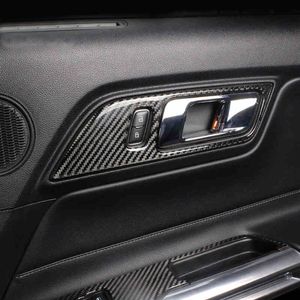 Karbon Fiber Sticker İç Kapı Kolları Kapı Kase Dekoratif Kapak Trim Araba Styling Ford Mustang 2015-2019 için Oto Aksesuarları