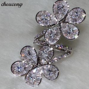 Choucong Lüks kalite Çiçek şekli Promise Ring 925 Ayar Gümüş Elmas cz Parti Düğün Band Yüzükler Kadınlar Için Parmak Takı