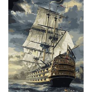 DIY Картина Маслом By Numbers SailBoat 22 50 * 40 СМ / 20 * 16 Дюймов На Холсте Для Украшения Дома Комплекты [Без рамы]