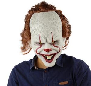Maschera in silicone Movie Stephen King's It 2 Joker Pennywise Mask Full Face Horror Clown Latex Halloween Party Orribile Cosplay Maschere di scena