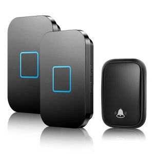 CACAZI Wireless Home auto-alimentado Botão Obrigatório Doorbell Não Bateria Receptor 1-2 150M inteligente remoto Chamando Bell - Preto EU Plug