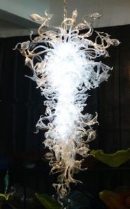 Lambalar Çağdaş şeffaf beyaz açık avizeler büyük ışık fikstürü LED EC UL el sanatları cam sanat avizesi aydınlatma ve kolye