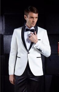 mens sequin jacket White Men Suits Groom Tuxedos terno Groomsmen Wedding Party Dinner Best Man Suits (Jacket+Pants+Tie)