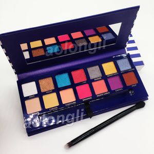 Neu eingetroffen: Makeup Riviera 14-Farben-Lidschatten-Palette mit Pinsel, Beauty-Schimmer-Matt-Lidschatten-Hügel-Palette, schnelle Lieferung