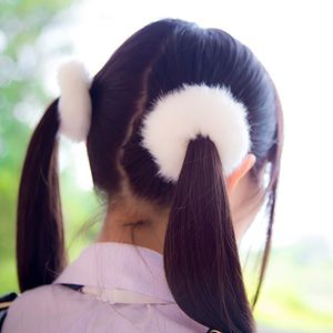 Trendy Elastik Sevimli Toka Grupları Halat Sahte Kürk Yumuşak Şapkalar Kıllı Bebek kız saç aksesuarları Toptan
