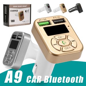 Adaptador FM A9 Carregador de carro Bluetooth Transmissor FM com adaptador USB duplo Handfree MP3 Player Suporte TF Card para iPhone Samsung Universal