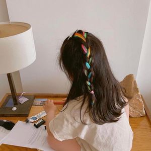 Радуга красочная девушка плетеная волосы наращивание волос наращивание волос лазерная звезда блестящие облачные волосы кусочки барьерных волос