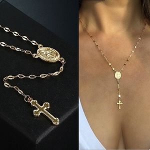 12pcs vintage çapraz zincir kolye Hıristiyan bohemia dini tespih kolyeleri kadınlar için cazibe moda mücevher hediyeleri aksesuarları