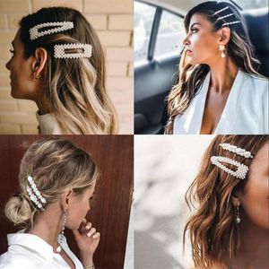 Fashion Women Hair Clip Geometric Pearl Hair Accessories Hairpins Alloy Metal Barrettes Girls Convenient Hairgrips