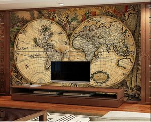 Duvar kağıdı Avrupa Retro dünya haritası kanepe arka plan duvar dekorasyonu için 2019 Düşük Fiyat ince duvar kağıdı ileri