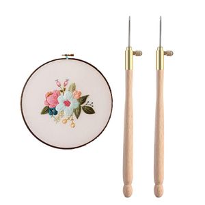 Wooden Handle Crochet Hook Embroidery Crochet Hook With 3 Needles Embroidery Beading Set For DIY Craft Sewing Tools