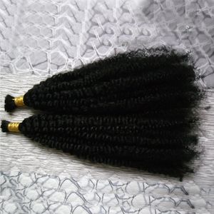 Moğol sapıkça kıvırcık toplu saç 2 ADET İnsan saç toplu örgü için 200g doğal siyah saç toplu