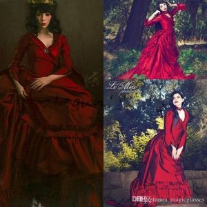 Vintage Yeni Mina Dracula Victoria Bustle Gotik Balo Elbiseleri Cadılar Bayramı Ruffles Pleats Plus Boyutu Resmi Taffeta Resmi Elbise Akşam Elbise