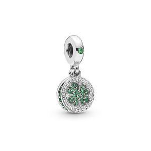 Green Crystal Alloy Charm Bead Clover Dangle Fashion Women Jewelry Stunning European Style For DIY Bracelet