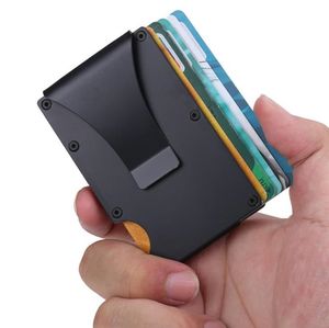 Metal Mini Money Clip Brand Fashion Black White Credit Card Hilder с RFID Anti-Thief Wallet Men DLH250