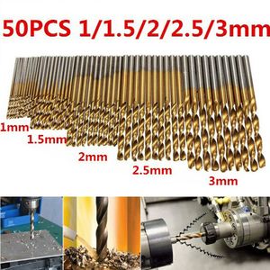 50 pcs hss cobalt twist drill hssco for hard metal stainless steel high speed steel straight shank hss titanium alloy drill set 1mm3mm