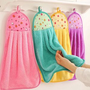 Hand Towel Hanging Kitchen Bathroom Indoor Thick Soft Cloth Wipe Towel Coral Fleece Dish Cloth Cartoon Clean Towel Accessories YP729