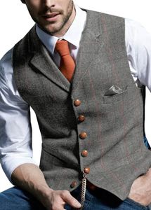 British Style Wool Plaid Groom Vests Attire For Wedding Party Slim Fit Men's Vests Custom Made Plus Size Prom Dinner Groomsme195i