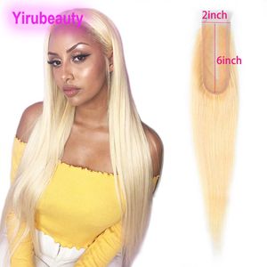 Malaysian Human Hair 613 Blonde 2X6 Lace Closure Straight Light 613# Blonde 2 By 6 To Closures 10-22inch