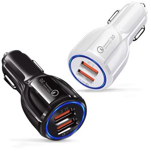 Cell Phone Car carregador duplo QC3.0 USB Fast Charge Adaptador Inteligente Carregador 12V 3.1A Para iPhone Android Samsung Smartphones