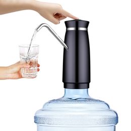 Tubo duro de acero inoxidable 304, bomba de agua eléctrica recargable por USB, dispensador de agua, botellas de agua potable de silicona de grado alimenticio